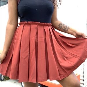 Burnt Orange Pleated Skirt